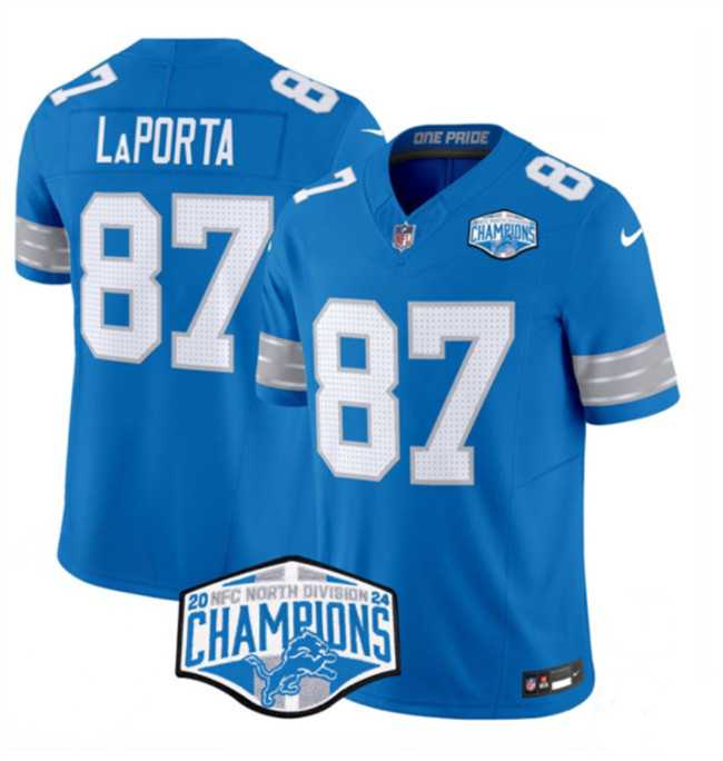 Men%27s Detroit Lions #87 Sam LaPorta Blue 2024 NFC North Champions F.U.S.E. Vapor Limited Stitched Jersey->detroit lions->NFL Jersey